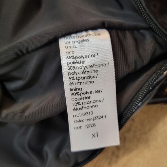 Naked Wardrobe The Vinyl Turtleneck Jumpsuit in Black Womens Sz XL Long sleeve - Picture 10 of 14